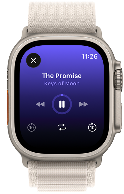 Apple Watch playing an eu.Espírita audio